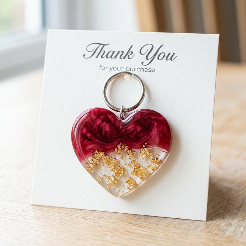 Gold sheet red colour resin keychain